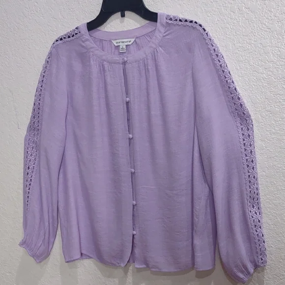 COUNTERPARTS Purple Button-Up Women's Top - Picture 4 of 15